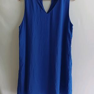 Blue V Neck Shift Dress