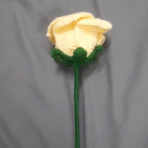 Large Butter Yellow Crochet Rose