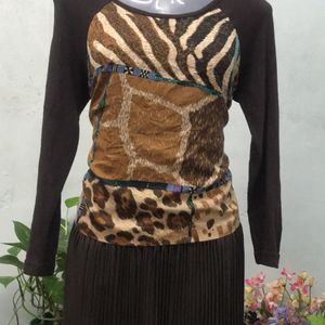 Brown printed Dress