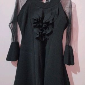 Beautiful Black Dress With Net Bell Sleves