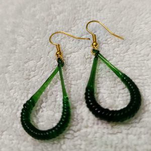 Green Glass Earrings ✨