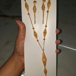 Gold Plated Chain With Earings & Ring