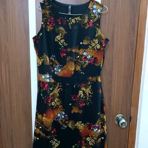 Black Floral A Line Dress