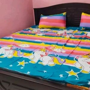 Unicorn Double Bedsheet With Pillow Covers