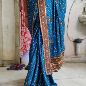 Badni Soft Silk Blend Saree With Blouse Sky Co