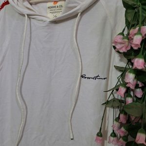 White And Red Half Sleeve [L/40] Size Hoodie