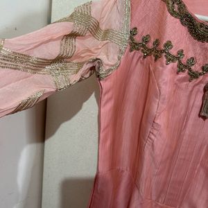 Splendid Peachish Pink Kurta With Dupatta