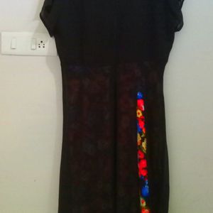 Black Double Layer Multicolor Dress