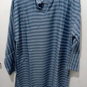 Blue Striped Casual Kurta