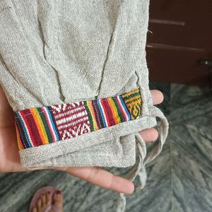 Grey Khadi Colourful Trouser/Pajama