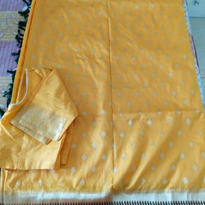 New Unused ChanderiSilk ReshamWork Saree StichedBl