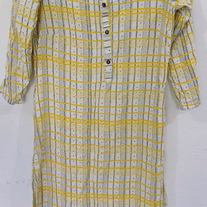 Yellow White Kurta