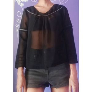 Transparent Black Top, Size- S