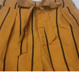 Mustard Parallel Pant With Belt