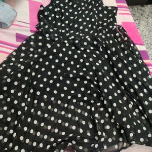 High Low Black And White Polka Dot Dress