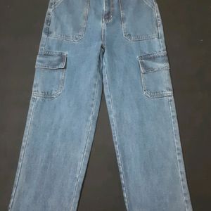 Ladies New Blue Cargo Jeans