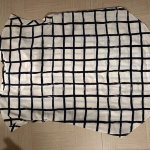 White And Black Check Tshirt/ Top