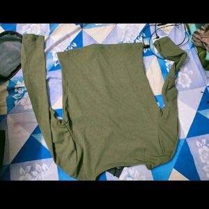 Olive Green Ribbed Top