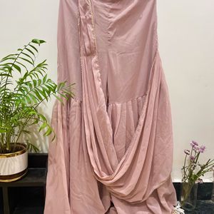 🩰Peach Mauve Palazzo Trouser With Duppata