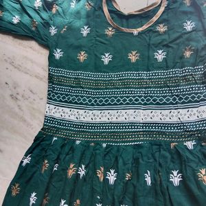 Green Printed Anarkali