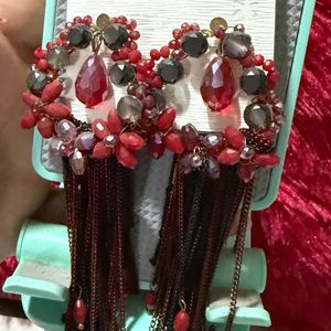 Red And Black Stone Earrings