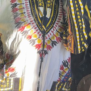 White Dashiki Print Unisex Jacket 🤍