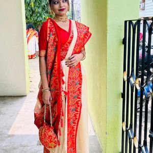 LAL PADH SADA SAREE ♥️