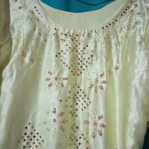 Yellow Satin kurti