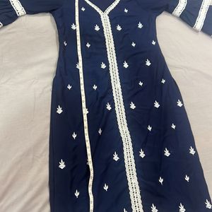 Navy Blue Kurtha & Dupatta, Size Small