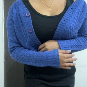 Dressbery Women Blue Cardigan Sweater