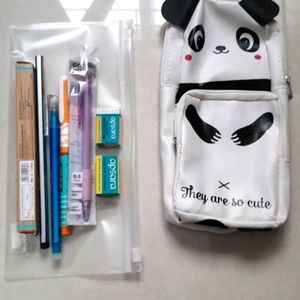 Combo Of 2 Panda Pouch & Stationary Set