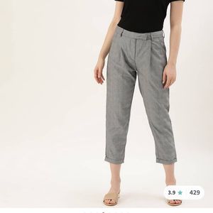 Grey Tapered Croped Trousers