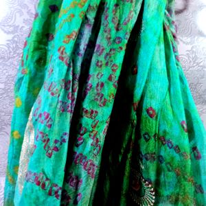 Women Classy Sea Green Colour Heavy Bhandani Saree