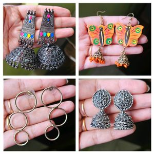 4pairs Of Earrings Orange