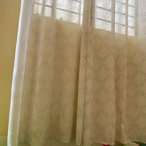 Buy 2 Get 1 Free( Leaf Printed Sheer Curtain)