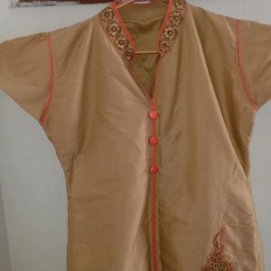 Long Kurthi With Satin Skirt