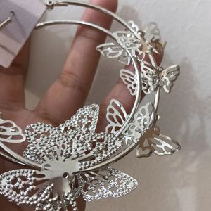 Dainty Butterfly Silver Hoop Earrings