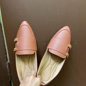 Brand New Brown Loafers with Gold Buckle - Size41