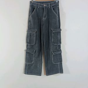 Charcoal Denim Casual Corgo Pant  (Women)