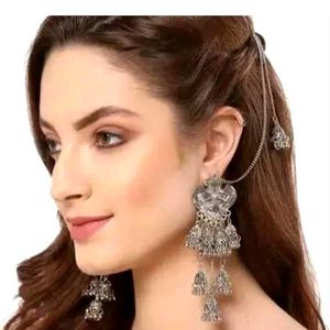 Oxidized Silver Contemporary Jhumkas