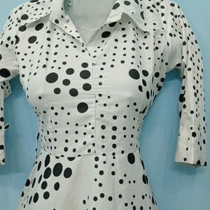 Black Dot Print Dress 34size