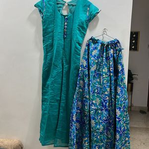 Party Wear 2 Piece Skirt And Front Cut Kurti