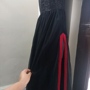 Black Sequice Net Ethnic Gown