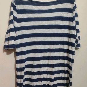 Navy Blue & White Lining T-shirt For 38 Bust