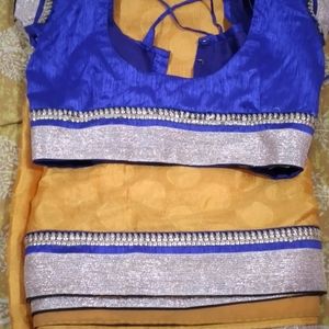 Yellow Silk Saree With Blouse