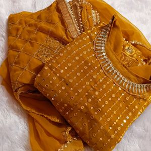 Beautiful Mustard Sharara Suit Set