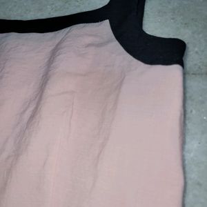 Black Pink Flare Sleeveless Dress
