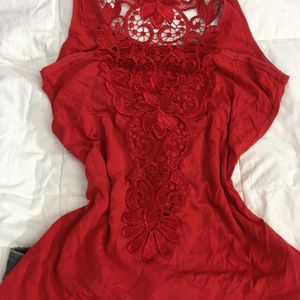 Red Lace Pinterest V-Neck Pattern Top