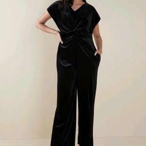 Westside Black Velveteen Knotted Jumpsuit