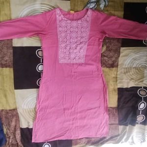 Morpankh Pink Cotton Kurta For Women